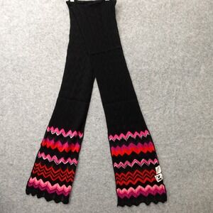 M Missoni Scarf Womens Black Zig Zag Chevron Striped Crochet Italian Luxury 8x76